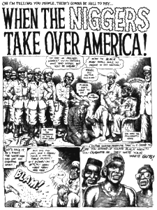 Robert Crumb, "When the Niggers take over America", 1993, 6 drawings, ink on paper, 52,7 x 45,1 cm, courtesy of the artist, Paul Morris, and David Zwirner, New York Credit