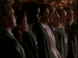 Figure 6 - "in many ways the White House staff are like the Little Drummer Boy himself, lining up one-by-one to watch the carol singers, smiling and confident" (In Excelsis Deo, The West Wing)