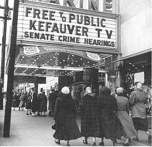 [...]'the Kefauver Crime Committee – the first hearings to be televised – was a testament to the impact media involvement in the political sphere has on public life.' (Photo - M. Rougier/Life acccessed via http://www.pophistorydig.com/topics/the-kefauver-hearings1950-1951/).