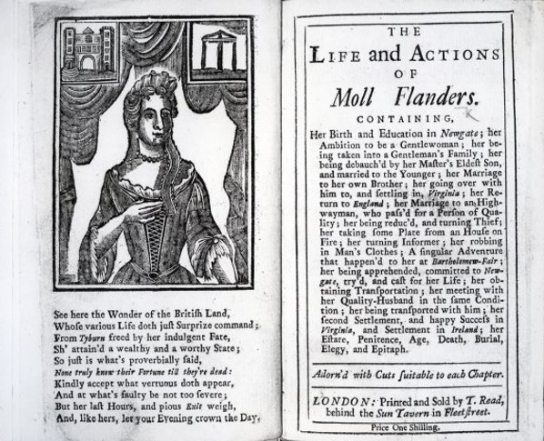 Frontispiece and title page from The Life and Actions of Moll Flanders (London: T. Read, c.1726). Source: http://imageweb-cdn.magnoliasoft.net/bridgeman/supersize/xjf440685.jpg