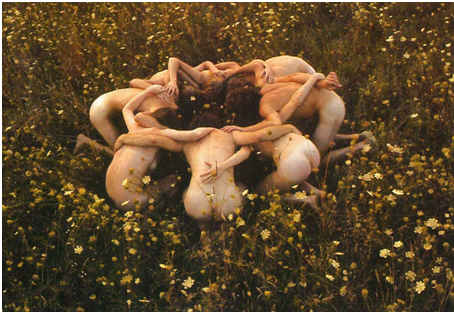 A human mandala. A celebration of the body, earth and Eastern spirituality - core hippie preoccupations.  Don Snyder, Aquarian Odyssey : A Photographic Trip into the Sixties (Cheltenham: Phin, 1979). 