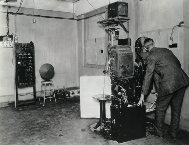Vitaphone Project Booth, ca. 1926 (Copyprint. Prints and Photograph Division. Library of Congress: http://www.loc.gov/exhibits/bobhope/images/vc58.jpg)